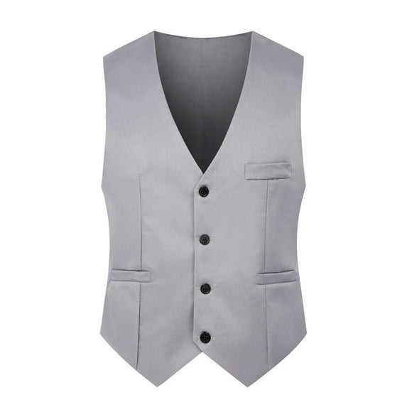 Men's Solid Color Wedding Vest - British Slim Fit Stage , Polyester Formal Waistcoat for Parties/Weddings