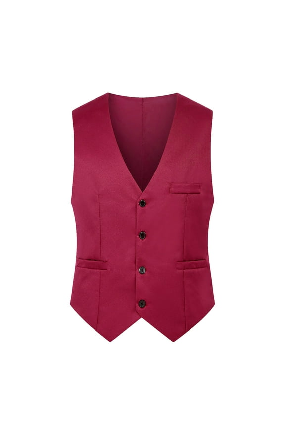 Men's Solid Color Wedding Vest - British Slim Fit Stage , Polyester Formal Waistcoat for Parties/Weddings