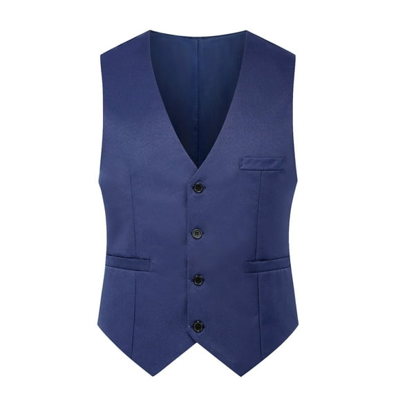 Men's Solid Color Wedding Vest - British Slim Fit Stage , Polyester Formal Waistcoat for Parties/Weddings