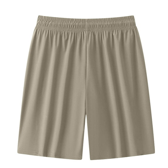 Men's Solid Color Wide Leg Shorts Comfy Stretch Athletic Shorts Summer Workout Gym with Zipper Pockets