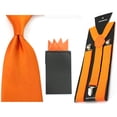 thumbnail image 1 of Men's Solid Color Wide Necktie Wedding Handkerchief Pocket Square Braces Set, 1 of 1