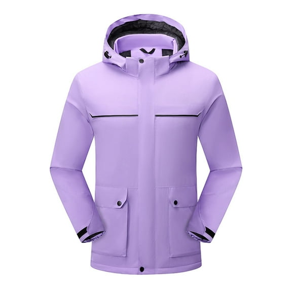 Men's Solid Color Windproof Jacket Hiking Camping Warm Hooded Long Sleeve Casual Outwear Coat