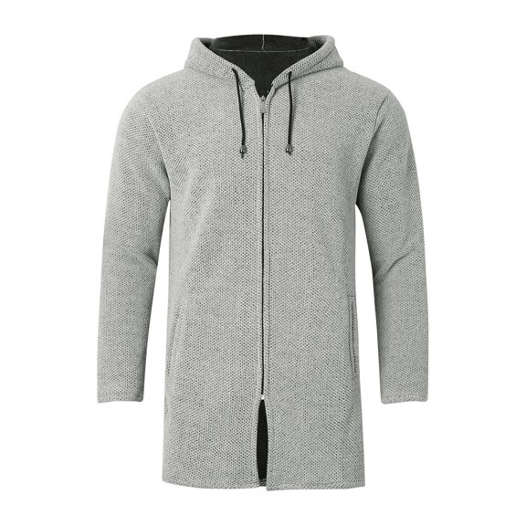 Men's Solid Color Winter Hooded And Heavy Knit Sweater Coat