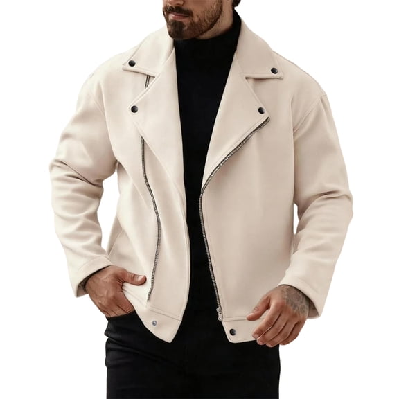 Men's Solid Color Zip-up Jacket Complexion M