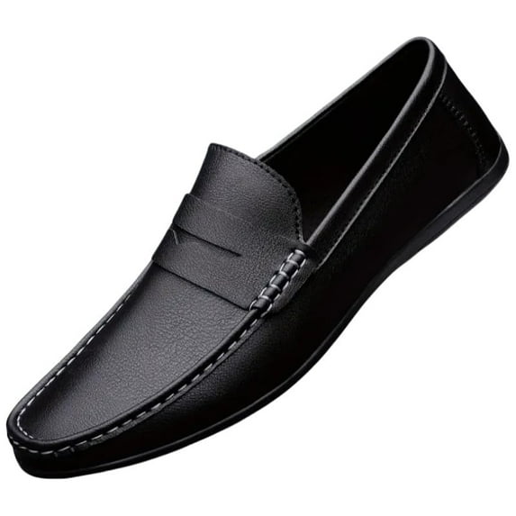 Men's Solid Colour Vintage Slip On Penny Loafer Shoes, Comfy Non Slip Durable Rubber Sole Formal Shoes for Men's Outdoor Activities