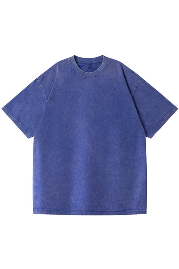 Men’s Solid Crew Neck Vintage Wash Short Sleeve Regular T Shirt