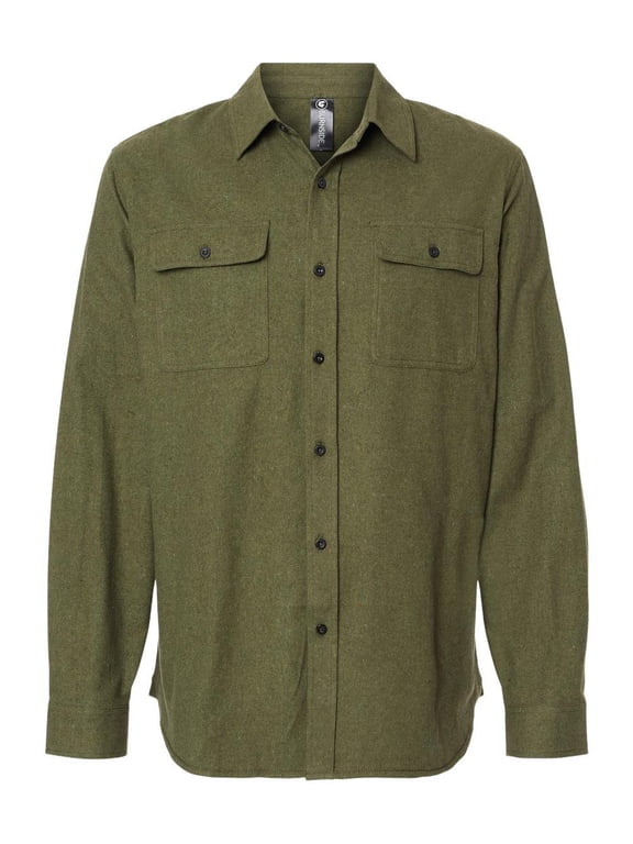 Men's Solid Flannel Shirt - ARMY - S