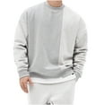 thumbnail image 1 of Men's Solid Fleece Pullover Hoodies Sports Soft Blend Crew Neck Hooded Sweatshirts Oversize Fall Raglan Sleeve Tops, 1 of 6