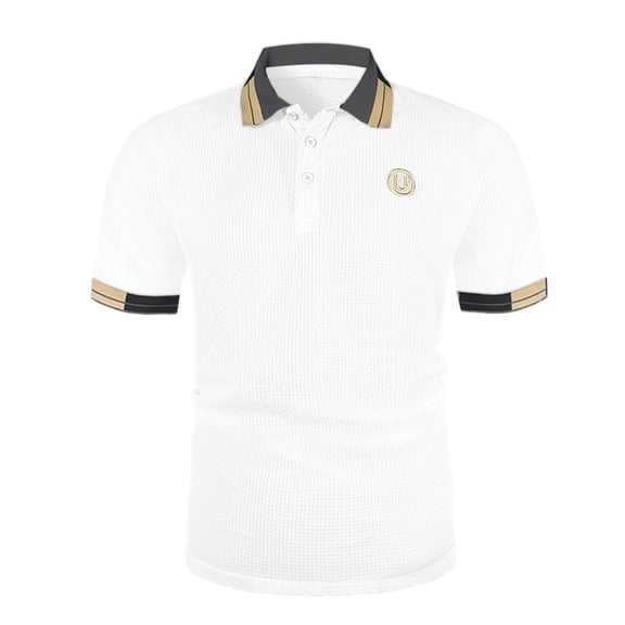 Men's Solid Henley Shirt Short Sleeve T-Shirt Casual Top Pullover Summer Lightweight Tee Shirts with Button,Color:White,M