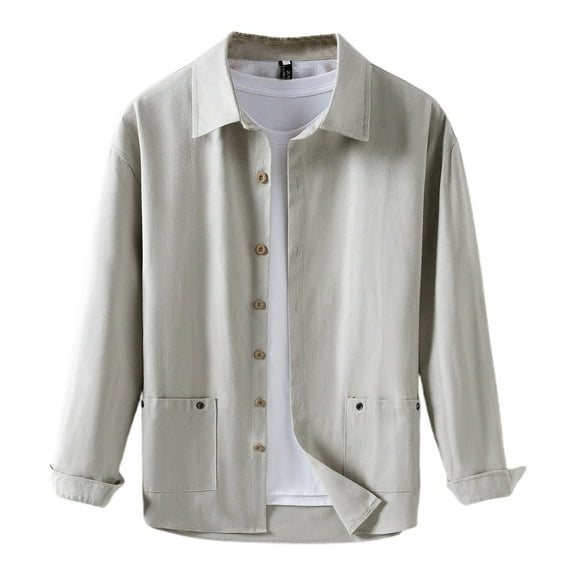 Men's Solid Long Sleeve Casual Button Down Shirt Spread Collar Comfortable Breathable Daily Wear Stylish Versatile Top Men's Loose Fit Shirt Summer Oversized Button Tee