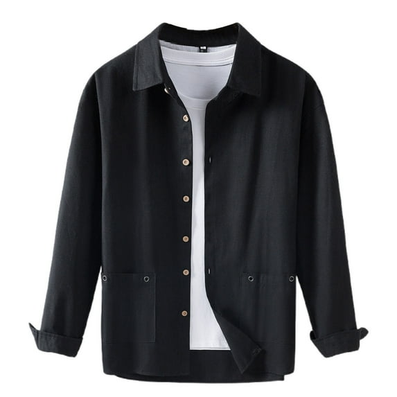 Men's Solid Long Sleeve Casual Button Down Shirt Spread Collar Comfortable Breathable Daily Wear Stylish Versatile Top Men's Loose Fit Shirt Summer Oversized Button Tee