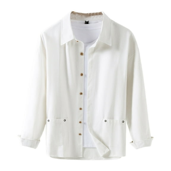 Men's Solid Long Sleeve Casual Button Down Shirt Spread Collar Comfortable Breathable Daily Wear Stylish Versatile Top Men's Loose Fit Shirt Summer Oversized Button Tee