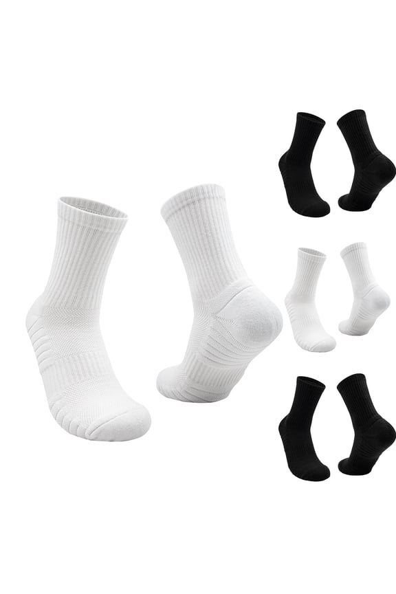 Men's Solid Mid Calf Sport Socks, Breathable Dry Sweat Wicking, Thick Cushion Bottom Training Socks, Light Summer Socks for Daily Festival Outdoor Casual | TruHer,White Free Size