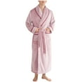 thumbnail image 1 of Men’s Solid Nightgown Bandage Pull Rope Loungewear Velvet Thermal Sleepwear Relaxed Fit Pajama Casual Warm Pajama Top Sleep Wear, 1 of 6