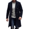 thumbnail image 1 of Men's Solid Overcoats Double Breasted Open Front Maxi Coat Windproof Long Fall Winter Formal Coats Navy M, 1 of 8