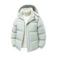 thumbnail image 1 of Men's Solid Padded Jacket Thickened Zip Pockets Jacket Warm Long Sleeve Coat With Removable Hood Gray L, 1 of 6