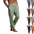 thumbnail image 1 of Men's Solid Pajama Pants Drawstring Elastic Waist Lounge Pants Jogger Ankle Soft Sleep Pants with Side Pockets ,XL,Mint Green, 1 of 9