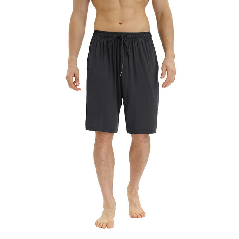 Men s Solid Pajama Shorts Polyester Comfy Pajama Shorts Drawstring High Waisted Loungwear Sleep Bottom Lightweight Short Pants with Pockets Super Soft