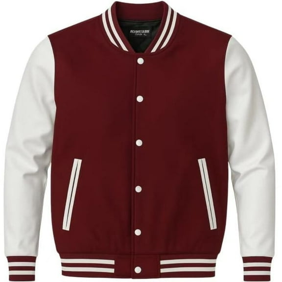 Men's Solid Plain Varsity Buttoned Original Leathered Thick Jacket