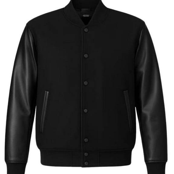 Men's Solid Plain Varsity Buttoned Original Leathered Thick Jacket