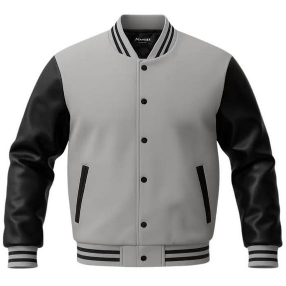 Men's Solid Plain Varsity Buttoned Original Leathered Thick Jacket