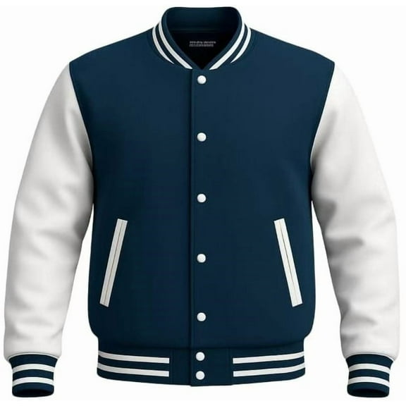 Men's Solid Plain Varsity Buttoned Original Leathered Thick Jacket