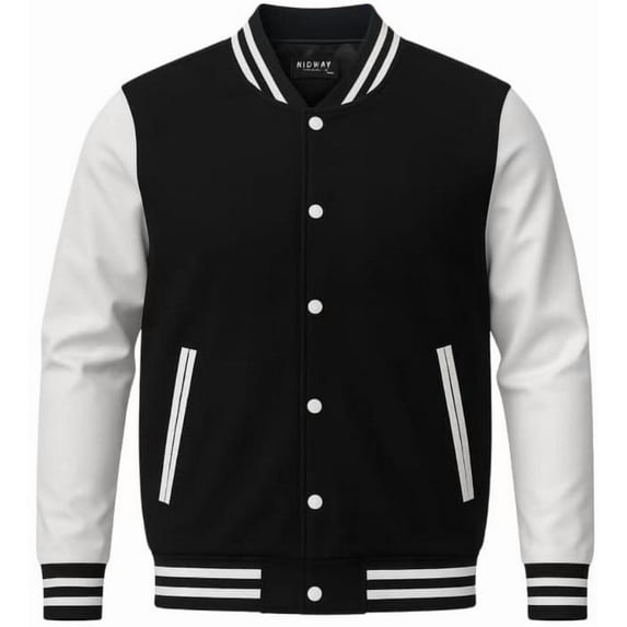 Men's Solid Plain Varsity Buttoned Original Leathered Thick Jacket