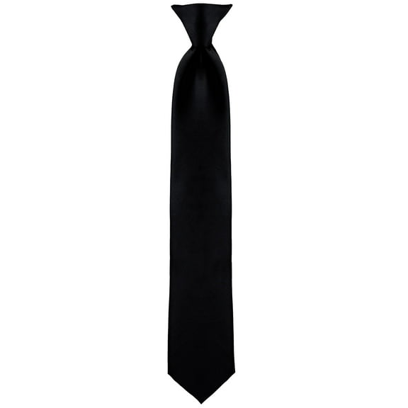 Men's Solid Poly Clip On Tie-Black
