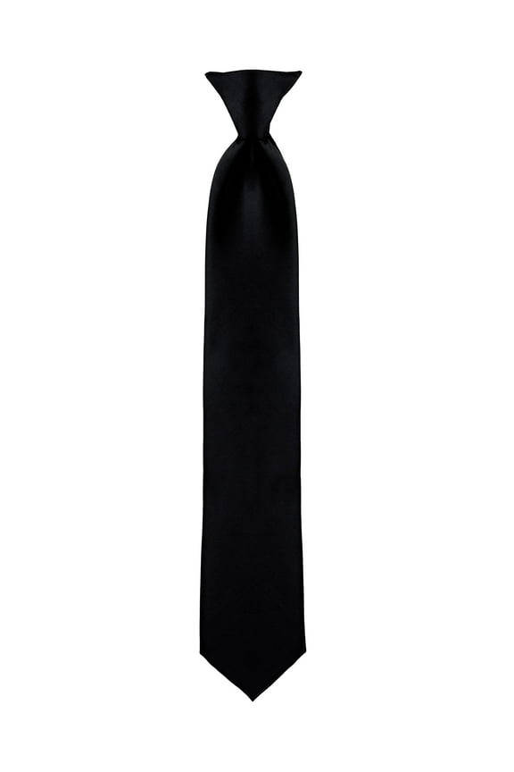 Men's Solid Poly Clip On Tie-Black