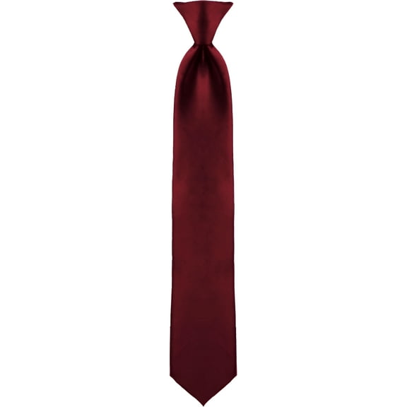 Men's Solid Poly Clip On Tie-Burgundy