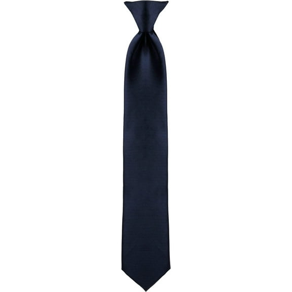 Men's Solid Poly Clip On Tie-Navy