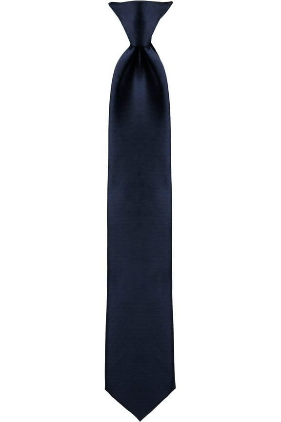 Men's Solid Poly Clip On Tie-Navy