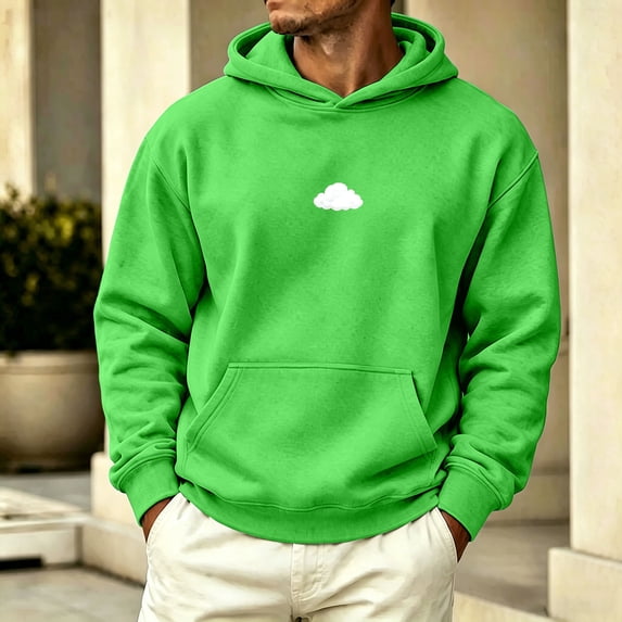 Men's Solid Printed Patterns Hoodie Sweatshirt Long Sleeve Loose Fit Pullover with Front Pocket Soft Comfort Casual Sweatshirt for Travel Street Loungewear