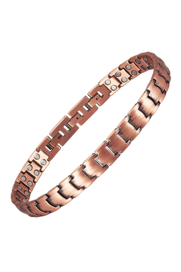 Men's Solid Pure Copper Link Bracelet, 2X Ultra Strength Magnetic Bracelet with 3500 Gauss Magnets, Jewelry Gift for Daily Wear