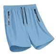 thumbnail image 1 of Men's Solid Quick Dry Shorts Fashion Zipper Pockets Elastic Waist Adjustable Drawstring Lightweight Outdoor Casual Shorts Sky Blue L, 1 of 6