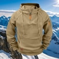 thumbnail image 1 of Men's Solid Raglan Pullover Hoodie with Multiple Pockets and Half Zip, Fleece Lined Sport Sweatshirt for Outdoor Activities and Casual Wear, 1 of 5
