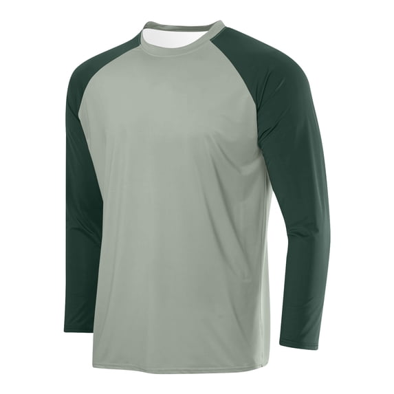 Men’s Solid Raglan Sleeve Crew Neck Long Sleeve Sports Shirt, Breathable Comfort Fit Long Sleeve T-Shirt for Active Daily Athletic Use Green XL