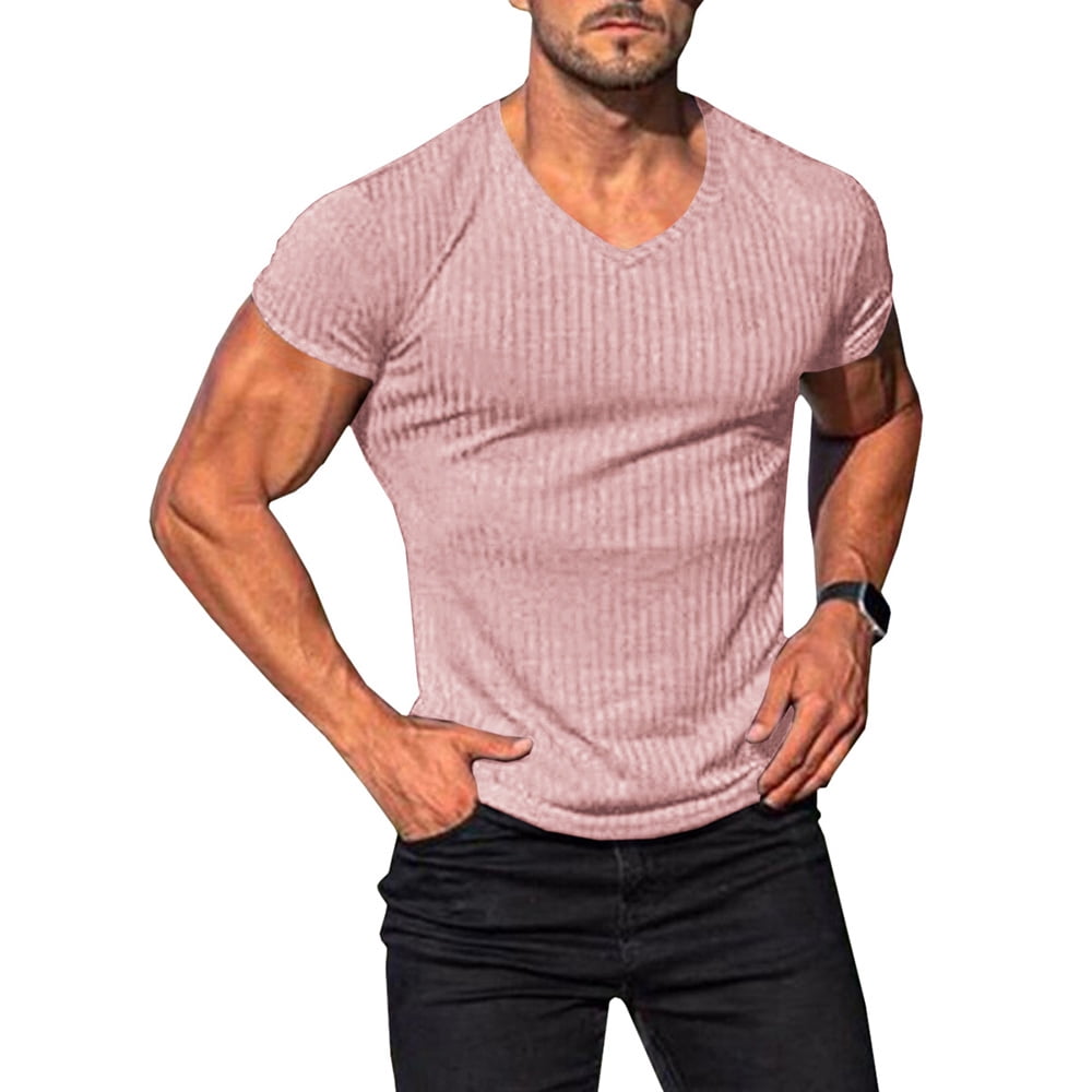 Ribbed knit t shirt mens 2025