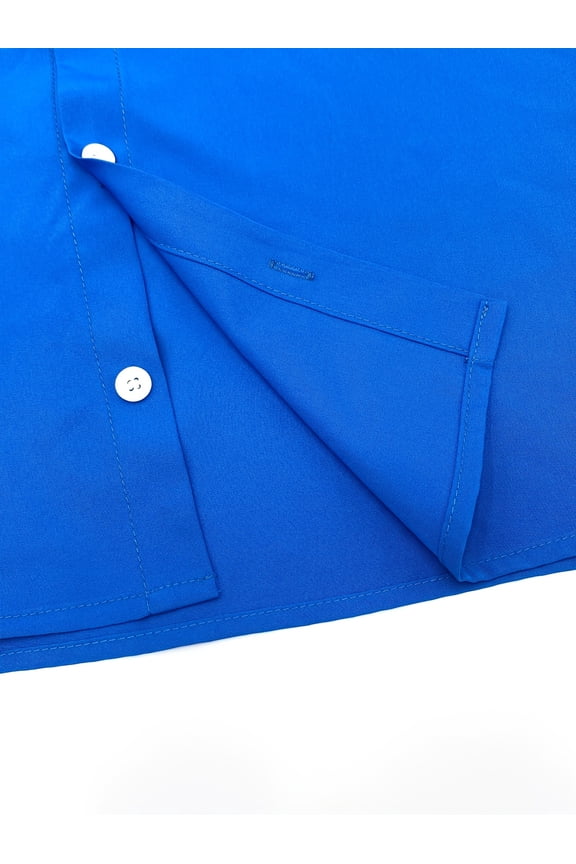 Men's Solid Royal Blue Long-Sleeve Shirt - Lightweight Button-Down Summer Shirt, Bold Vibrant Solid Color Design - Non-Stretch Fabric for Casual & Semi-Formal Wear - Machine Washable, Regular Fit, Co