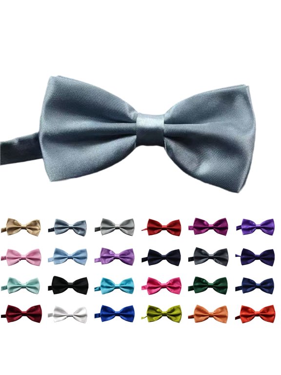 Men's Solid Satin Bowties Adjustable Length Formal Tuxedos Bow Tie