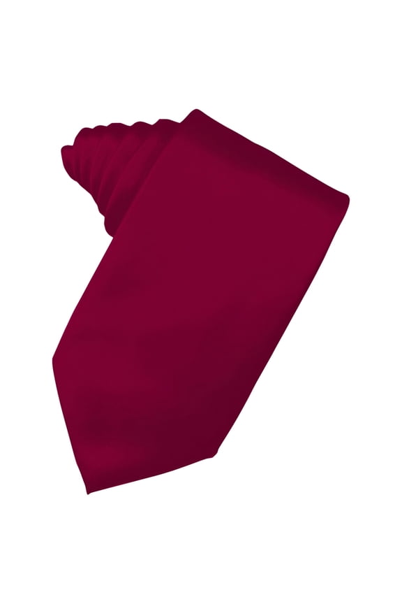 Men's Solid Satin Neck Tie 59" Long. 3.5" Wide in Burgundy