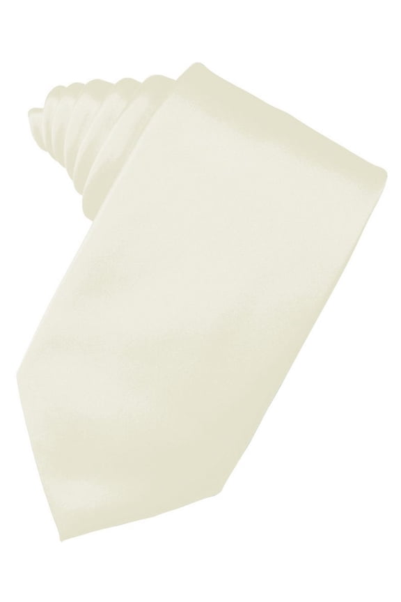 Men's Solid Satin Neck Tie 59" Long. 3.5" Wide in Ivory