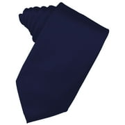 Men's Solid Satin Neck Tie 59" Long. 3.5" Wide in Navy Blue