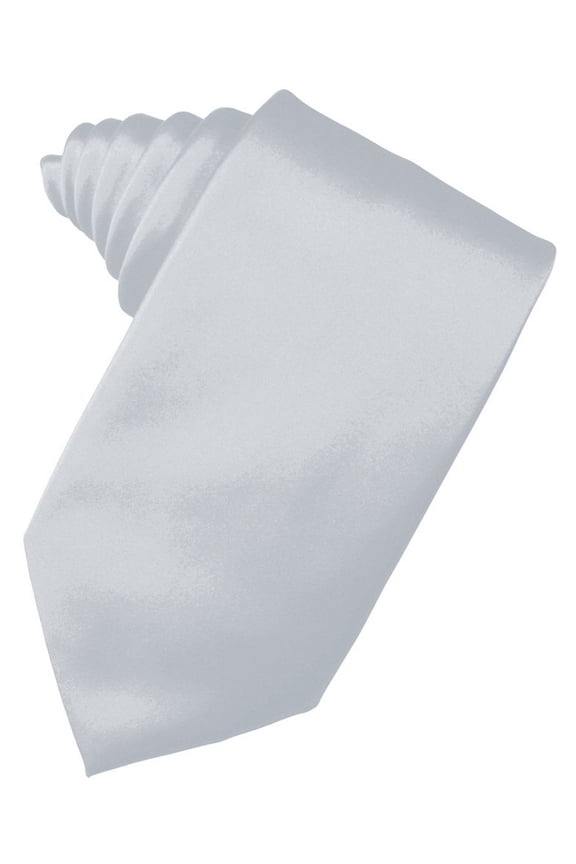Men's Solid Satin Neck Tie 59" Long. 3.5" Wide in Platinum