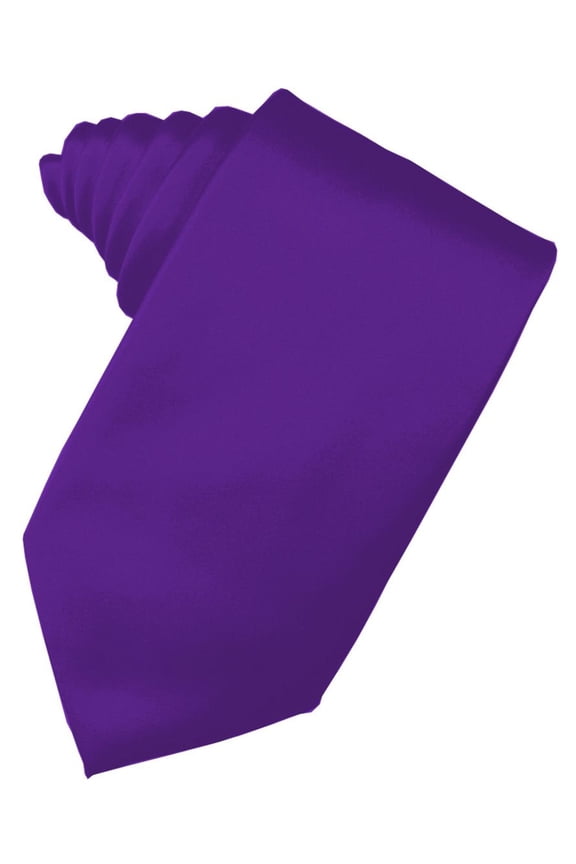 Men's Solid Satin Neck Tie 59" Long. 3.5" Wide in Purple