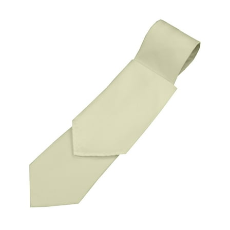 Men's Solid Satin Neck Tie and Hankie Set in Ivory