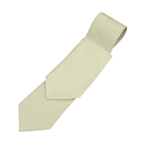 Men's Solid Satin Neck Tie and Hankie Set in Ivory