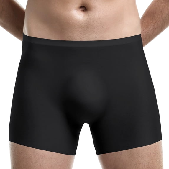 Men's Solid Seamless Boxer Briefs Black XXXL