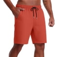 thumbnail image 1 of Men's Solid Seersucker Quick Dry Shorts 7 Inch, Elastic Drawstring Waist Casual Workout Beach Shorts with Pockets Red, 1 of 8