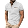 thumbnail image 1 of Men's Solid Short Sleeve Pullover T-Shirt with Stand Collar and Pockets, 1 of 8